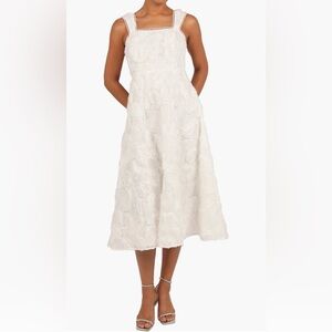 Petal & Pup White Gabbie Floral Corded Lace Midi Dress